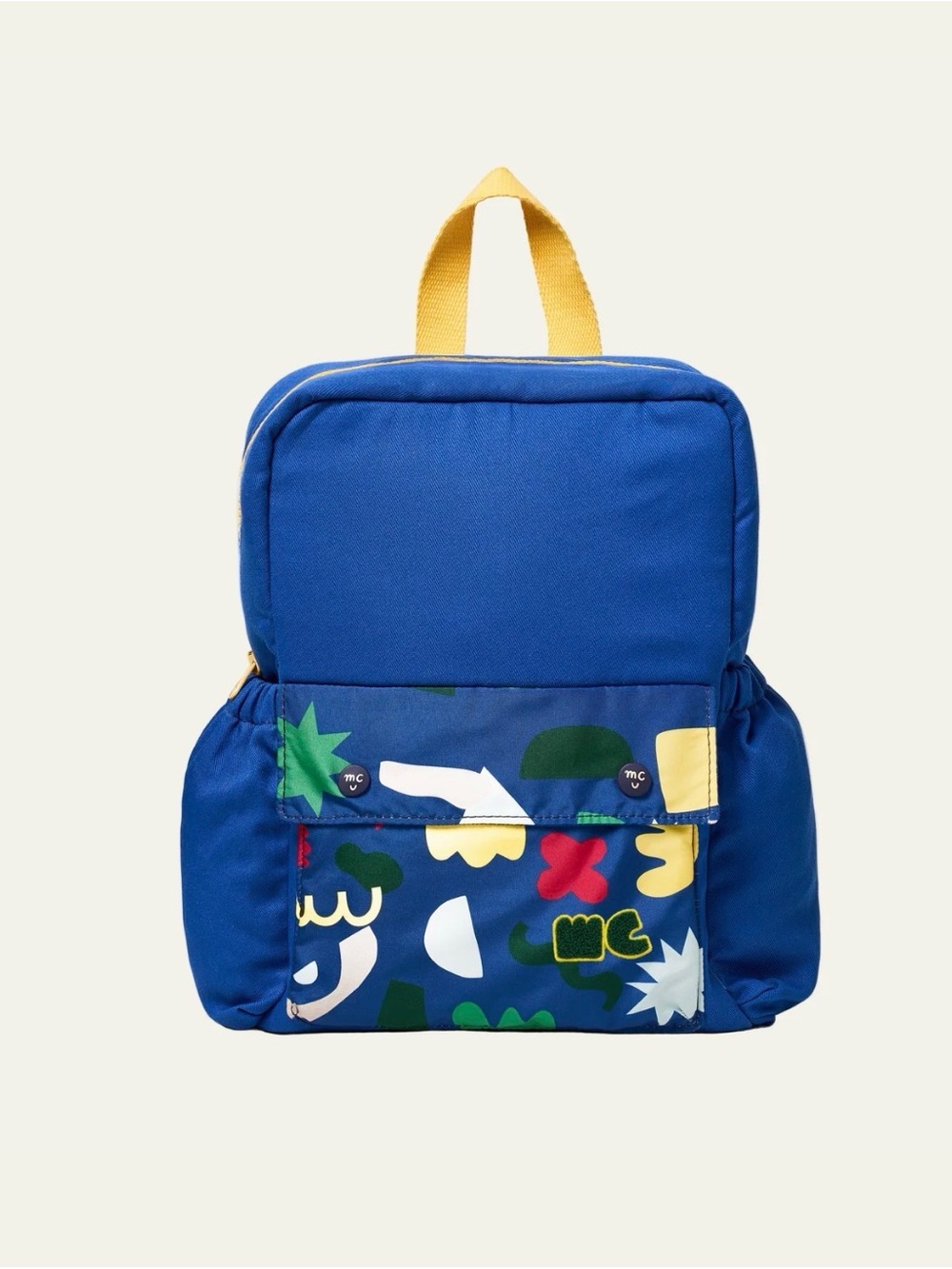 Mon Coeur Kids Blue Printed Backpack with Yellow Handle NWT